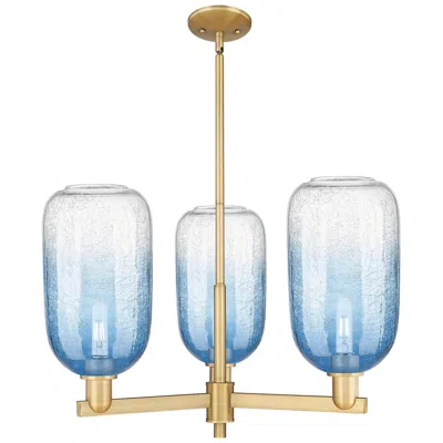 Innovations Lighting Brookhaven Cloche 18"w 3 Light Brass Stem Chandelier W/ Sapphire Shade