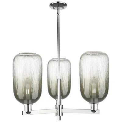 Innovations Lighting Brookhaven Cloche 18"w 3 Light Chrome Stem Chandelier With Slate Shade