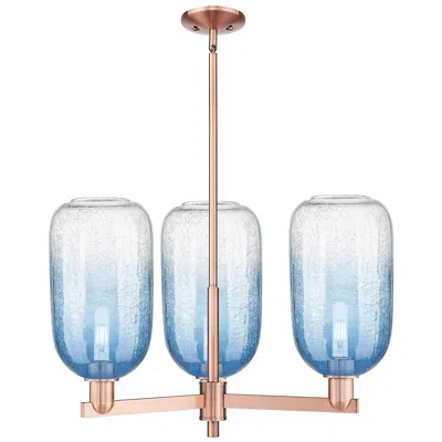 Innovations Lighting Brookhaven Cloche 18"w 3 Light Copper Stem Chandelier W/ Sapphire Shade