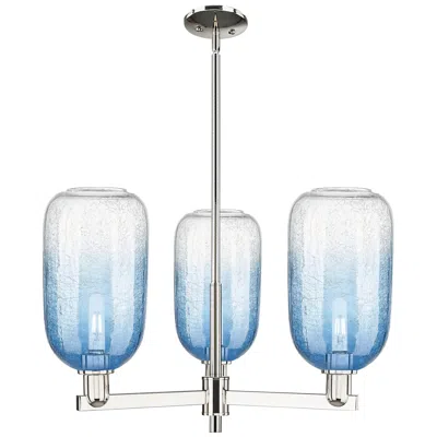 Innovations Lighting Brookhaven Cloche 18"w 3 Light Nickel Stem Chandelier W/ Sapphire Shade