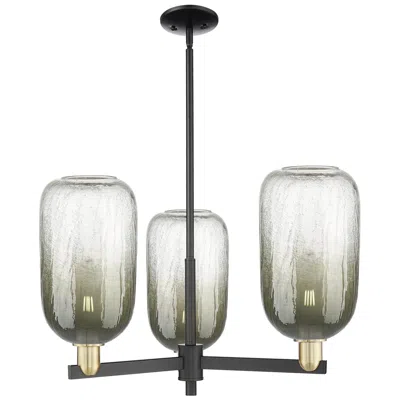 Innovations Lighting Brookhaven Cloche 18"w 3-lt Black Brass Stem Chandelier W/ Slate Shade