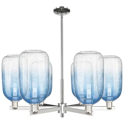 Innovations Lighting Brookhaven Cloche 24"w 6 Light Nickel Stem Chandelier W/ Sapphire Shade