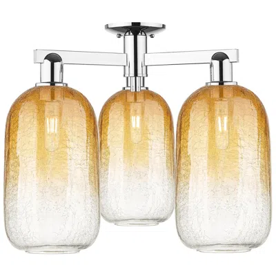Innovations Lighting Brookhaven Cloche 25"w 3 Light Chrome Semi-flush With Amber Shade