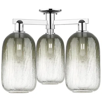 Innovations Lighting Brookhaven Cloche 25"w 3 Light Chrome Semi-flush With Slate Shade