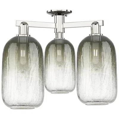Innovations Lighting Brookhaven Cloche 25"w 3 Light Nickel Semi-flush W/ Slate Shade