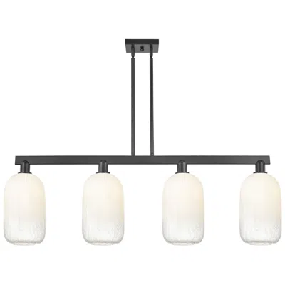 Innovations Lighting Brookhaven Cloche 48"w 4 Light Black Stem Island Light W/ Opal Shade