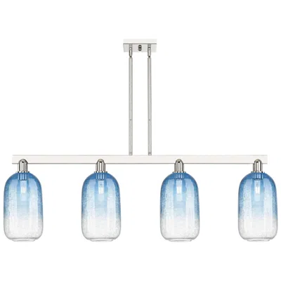Innovations Lighting Brookhaven Cloche 48"w 4-lt Nickel Stem Island-lt W/ Sapphire Shade