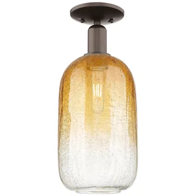 Innovations Lighting Brookhaven Cloche 7"w Oil Rubbed Bronze Semi-flush With Amber Shade In Animal Print