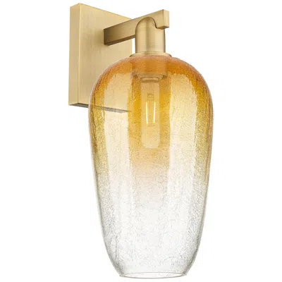 Innovations Lighting Brookhaven Flute 11" High Brushed Brass Wall Sconce With Amber Shade