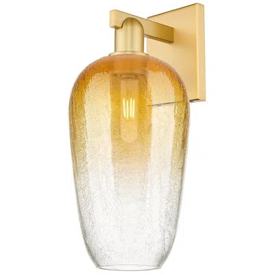 Innovations Lighting Brookhaven Flute 11" High Satin Gold Wall Sconce With Amber Shade