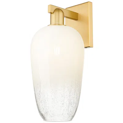 Innovations Lighting Brookhaven Flute 11" High Satin Gold Wall Sconce With Opal Shade
