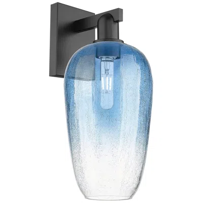 Innovations Lighting Brookhaven Flute 11"h Matte Black Wall Sconce With Sapphire Blue Shade