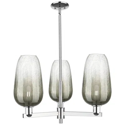 Innovations Lighting Brookhaven Flute 18"w 3 Light Chrome Stem Chandelier With Slate Shade