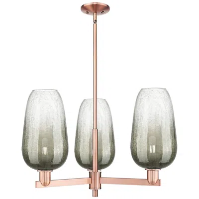 Innovations Lighting Brookhaven Flute 18"w 3 Light Copper Stem Chandelier With Slate Shade