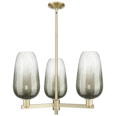 Innovations Lighting Brookhaven Flute 18"w 3-lt Antique Brass Stem Chandelier W/ Slate Shade In Gray