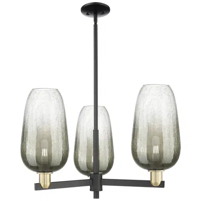 Innovations Lighting Brookhaven Flute 18"w 3-lt Black Brass Stem Chandelier W/ Slate Shade