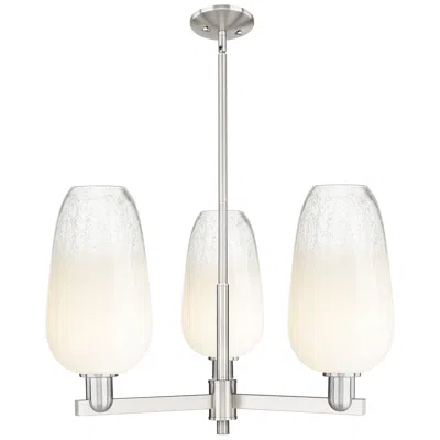 Innovations Lighting Brookhaven Flute 18"w 3-lt Satin Nickel Stem Chandelier W/ Opal Shade