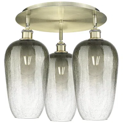 Innovations Lighting Brookhaven Flute 19" Wide 3-light Antique Brass Flush Mount W/ Slate Shade