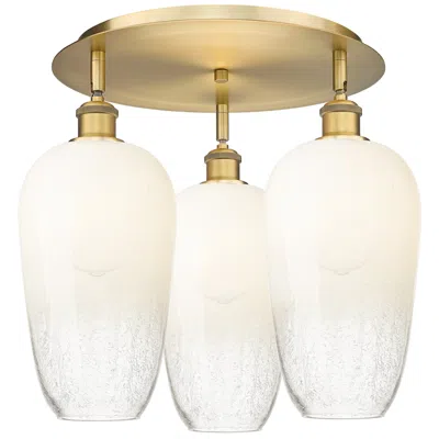 Innovations Lighting Brookhaven Flute 19" Wide 3-light Brushed Brass Flush Mount W/ Opal Shade