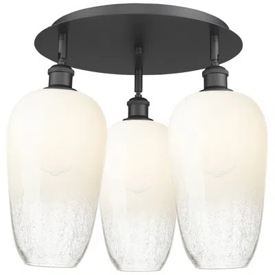 Innovations Lighting Brookhaven Flute 19" Wide 3-light Matte Black Flush Mount With Opal Shade
