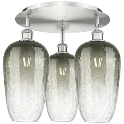 Innovations Lighting Brookhaven Flute 19" Wide 3-light Satin Nickel Flush Mount W/ Slate Shade