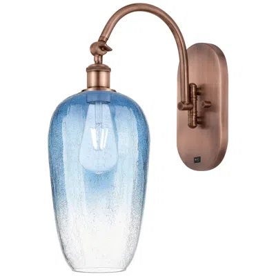 Innovations Lighting Brookhaven Flute 19"h Copper Swiveling Sconce W/ Sapphire Blue Shade