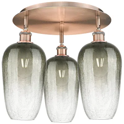 Innovations Lighting Brookhaven Flute 19"w 3-light Antique Copper Flush Mount W/ Slate Shade