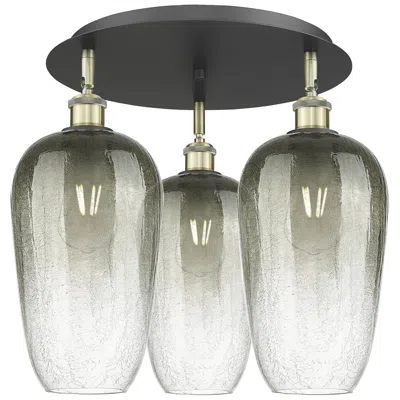 Innovations Lighting Brookhaven Flute 19"w 3-light Black Brass Flush Mount W/ Slate Shade