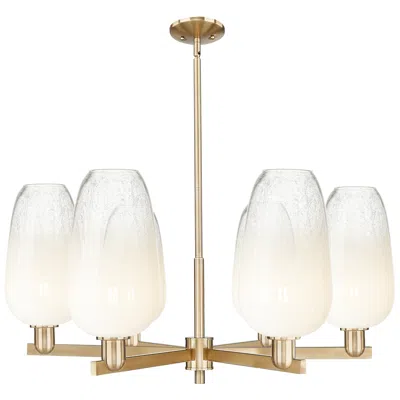 Innovations Lighting Brookhaven Flute 24"w 6 Light Champagne Stem Chandelier With Opal Shade