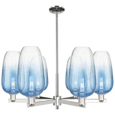 Innovations Lighting Brookhaven Flute 24"w 6 Light Nickel Stem Chandelier W/ Sapphire Shade