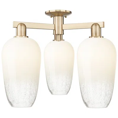 Innovations Lighting Brookhaven Flute 25"w 3 Light Champagne Semi-flush With Opal Shade