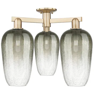 Innovations Lighting Brookhaven Flute 25"w 3 Light Champagne Semi-flush With Slate Shade