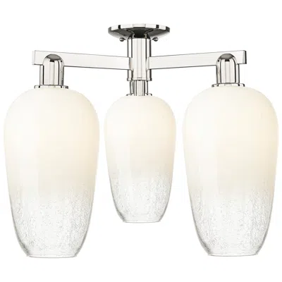 Innovations Lighting Brookhaven Flute 25"w 3 Light Polished Nickel Semi-flush W/ Opal Shade