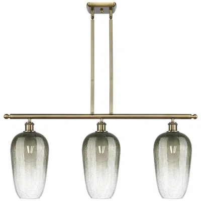Innovations Lighting Brookhaven Flute 36"w 3-light Antique Brass Island Light W/ Slate Shade