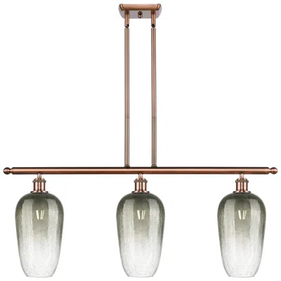Innovations Lighting Brookhaven Flute 36"w 3-light Antique Copper Island Light W/ Slate Sha