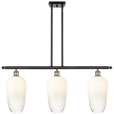 Innovations Lighting Brookhaven Flute 36"w 3-light Black Brass Island Light W/ Opal Shade