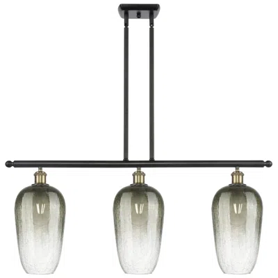 Innovations Lighting Brookhaven Flute 36"w 3-light Black Brass Island Light W/ Slate Shade