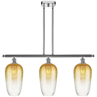 Innovations Lighting Brookhaven Flute 36"w 3-light Polished Chrome Island Light W/ Amber Shade