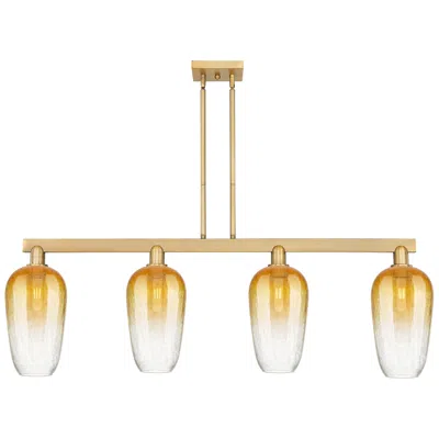 Innovations Lighting Brookhaven Flute 48"w 4 Light Brass Stem Island Light W/ Amber Shade