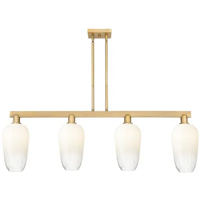 Innovations Lighting Brookhaven Flute 48"w 4 Light Brass Stem Island Light W/ Opal Shade