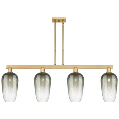 Innovations Lighting Brookhaven Flute 48"w 4 Light Brass Stem Island Light W/ Slate Shade