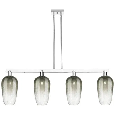 Innovations Lighting Brookhaven Flute 48"w 4 Light Chrome Stem Island Light With Slate Shade In Gray