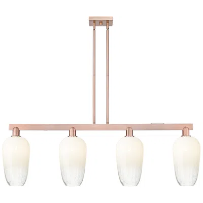 Innovations Lighting Brookhaven Flute 48"w 4 Light Copper Stem Island Light With Opal Shade