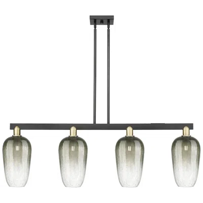 Innovations Lighting Brookhaven Flute 48"w 4-lt Black Brass Stem Island-lt W/ Slate Shade