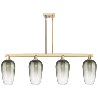 Innovations Lighting Brookhaven Flute 48"w 4-lt Champagne Stem Island-lt W/ Slate Shade In Brown
