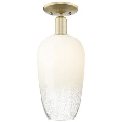 Innovations Lighting Brookhaven Flute 7" Wide Antique Brass Semi-flush Mount With Opal Shade