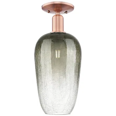 Innovations Lighting Brookhaven Flute 7"w Antique Copper Semi-flush Mount With Slate Shade In Gray