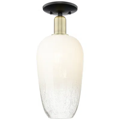 Innovations Lighting Brookhaven Flute 7"w Black Antique Brass Semi-flush With Opal Shade