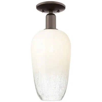 Innovations Lighting Brookhaven Flute 7"w Oil Rubbed Bronze Semi-flush Mount With Opal Shade