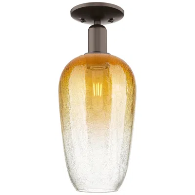 Innovations Lighting Brookhaven Flute 7"w Oil Rubbed Bronze Semi-flush With Amber Shade